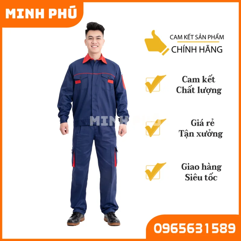 Quần áo bảo hộ lao động vải pangrim, màu tím than